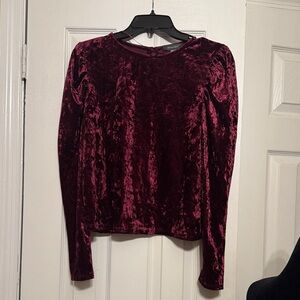 Primark Velvet Long Sleeve Top - Deep Red